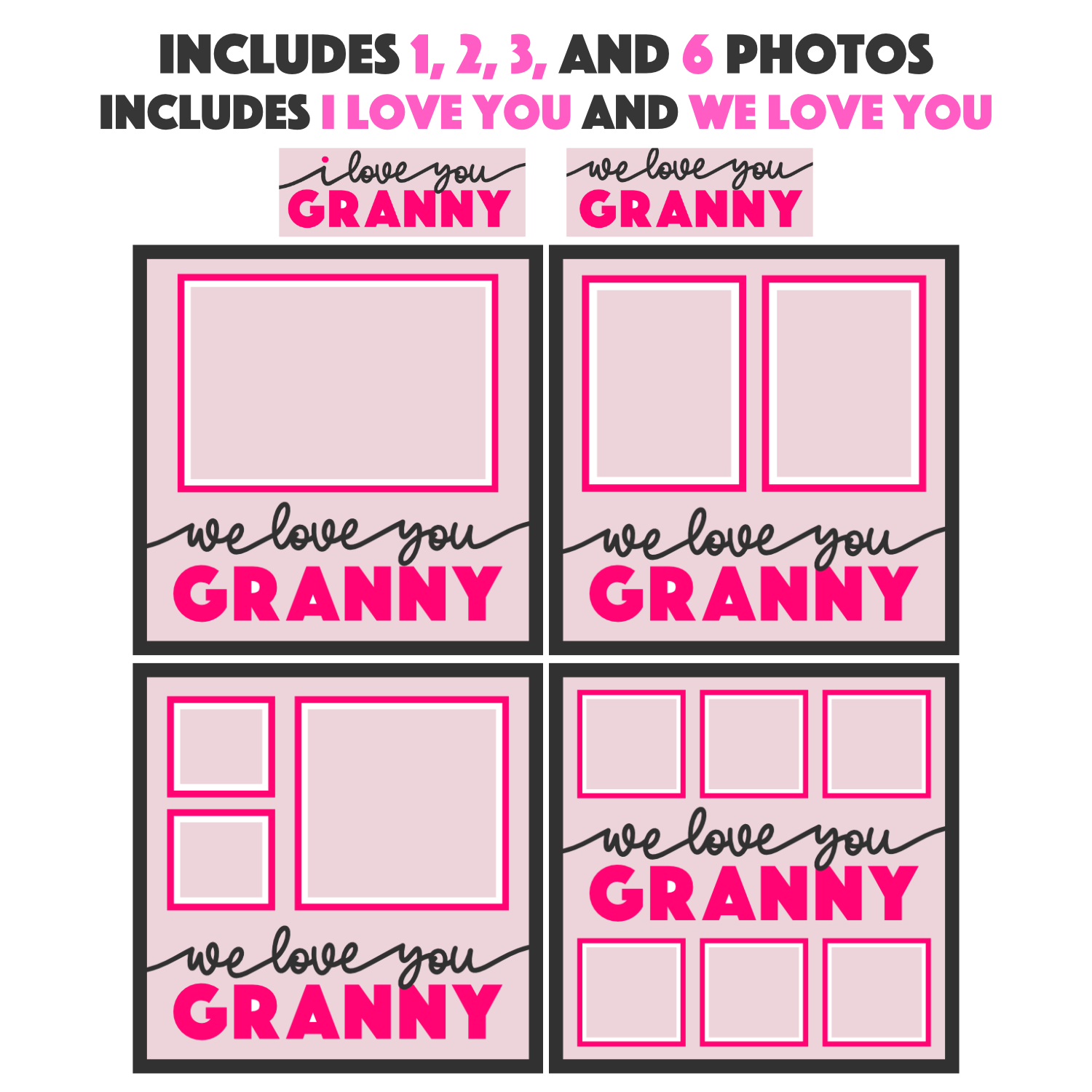 Love You Granny Picture Frame SVG Shadow Box Project File