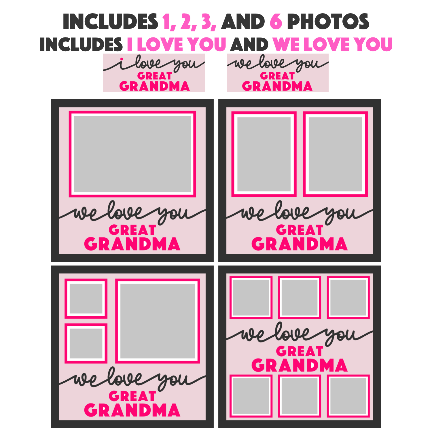 Love You Great Grandma Picture Frame SVG Shadow Box Project File