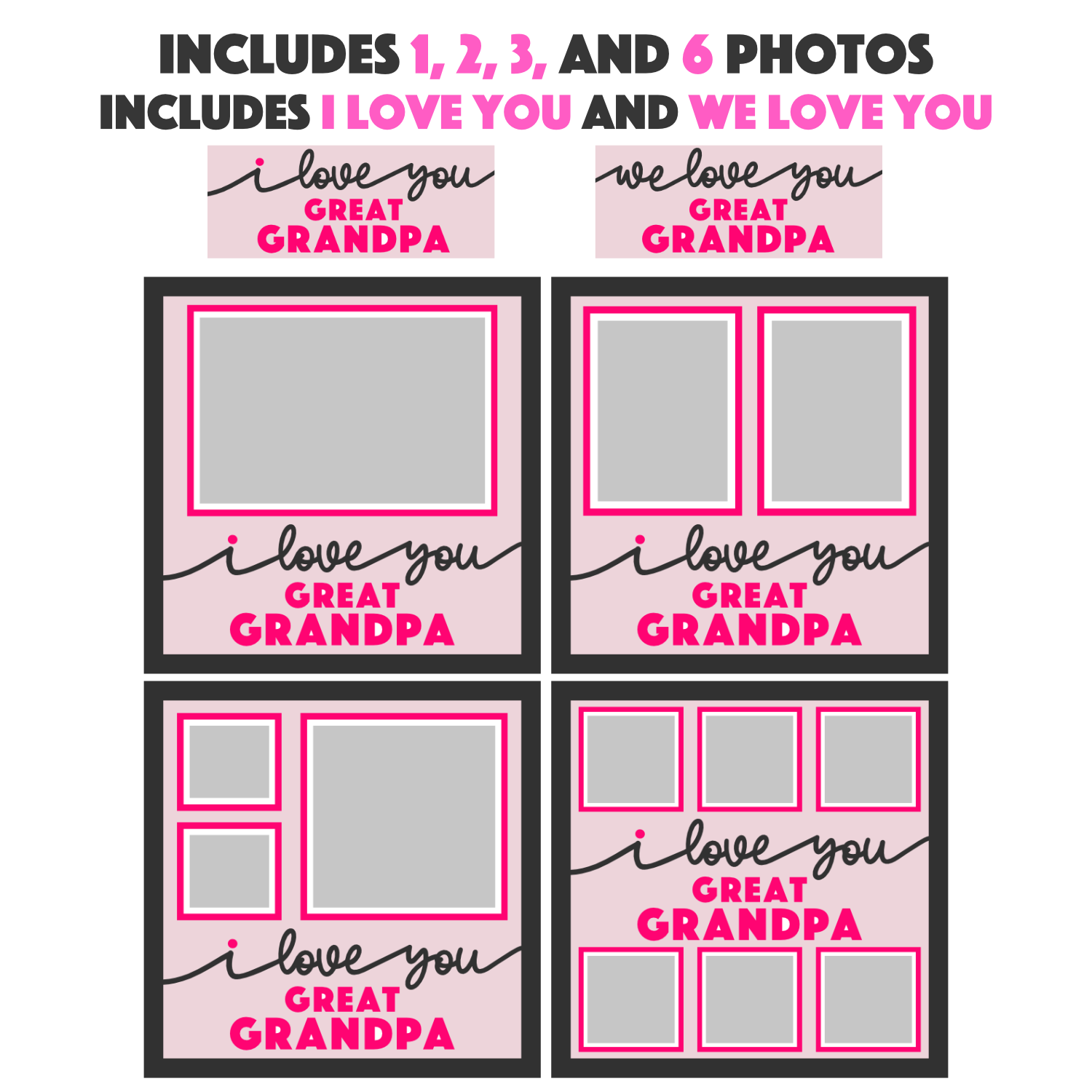 Love You Great Grandpa Picture Frame SVG Shadow Box Project File