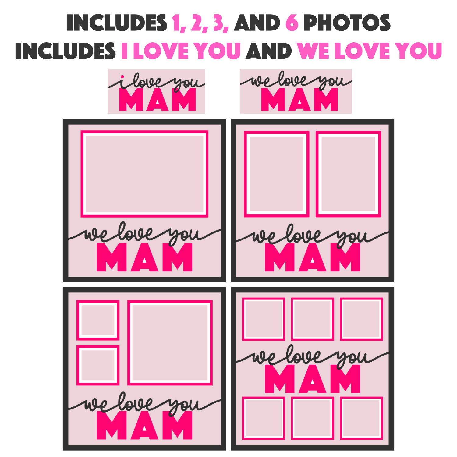Love You Mam Picture Frame SVG Shadow Box Project File