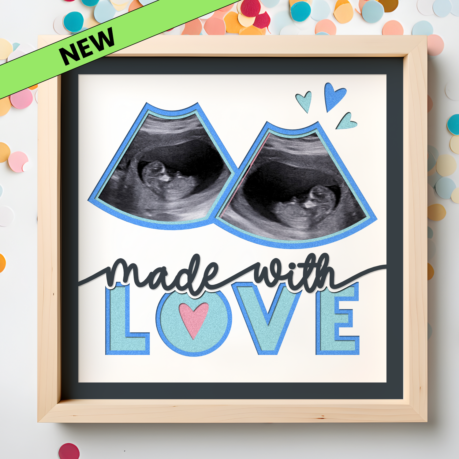 Made With Love Double Ultrasound Twin Pregnancy SVG Shadow Box Project File