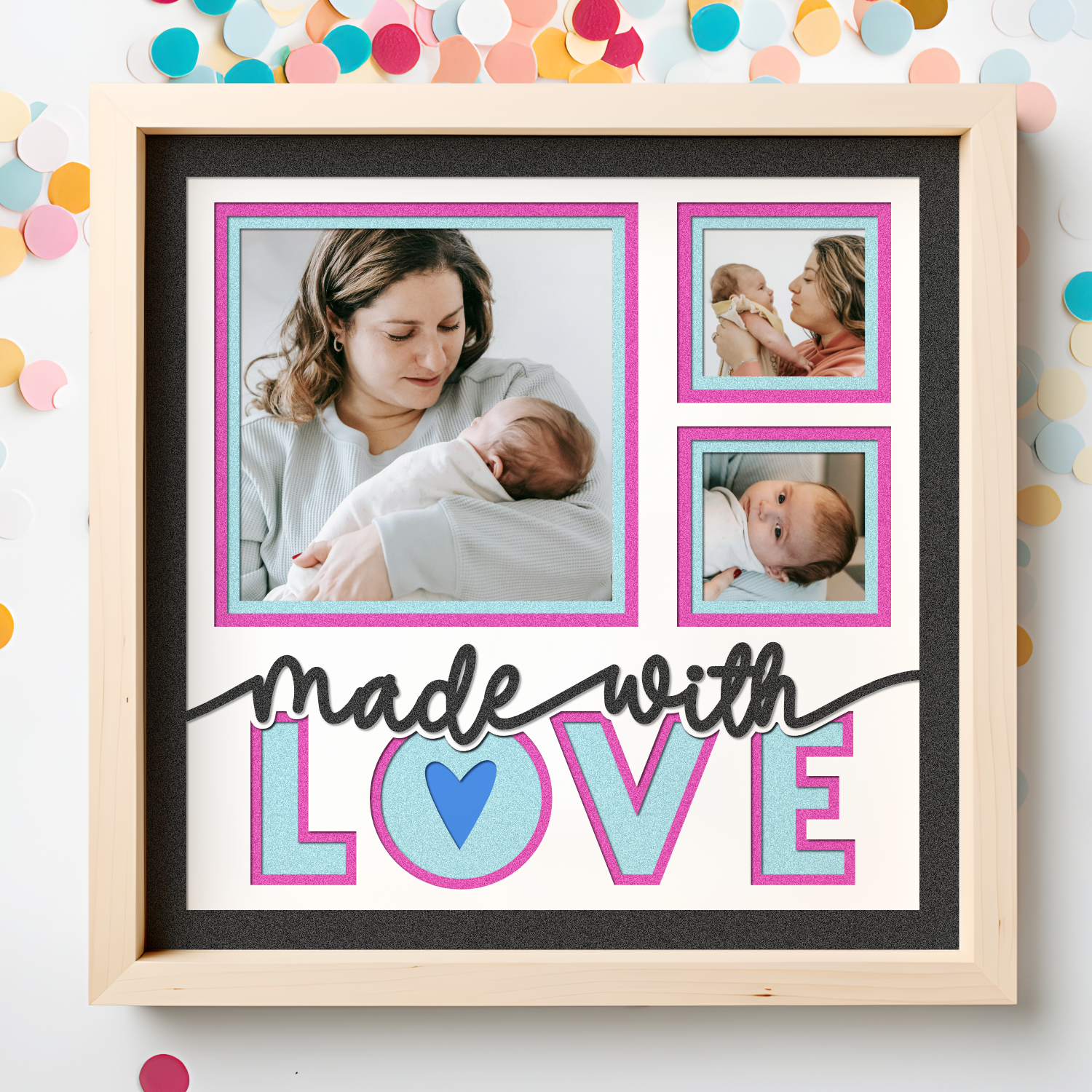 Made With Love Birth and Newborn Layered SVG Shadow Box Project