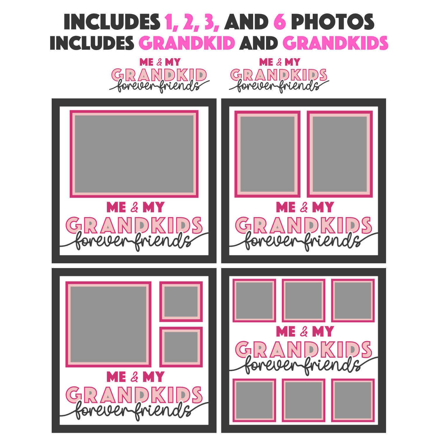 Me and My Grandkid(s) Forever Friends Picture Frame SVG Shadow Box Project File