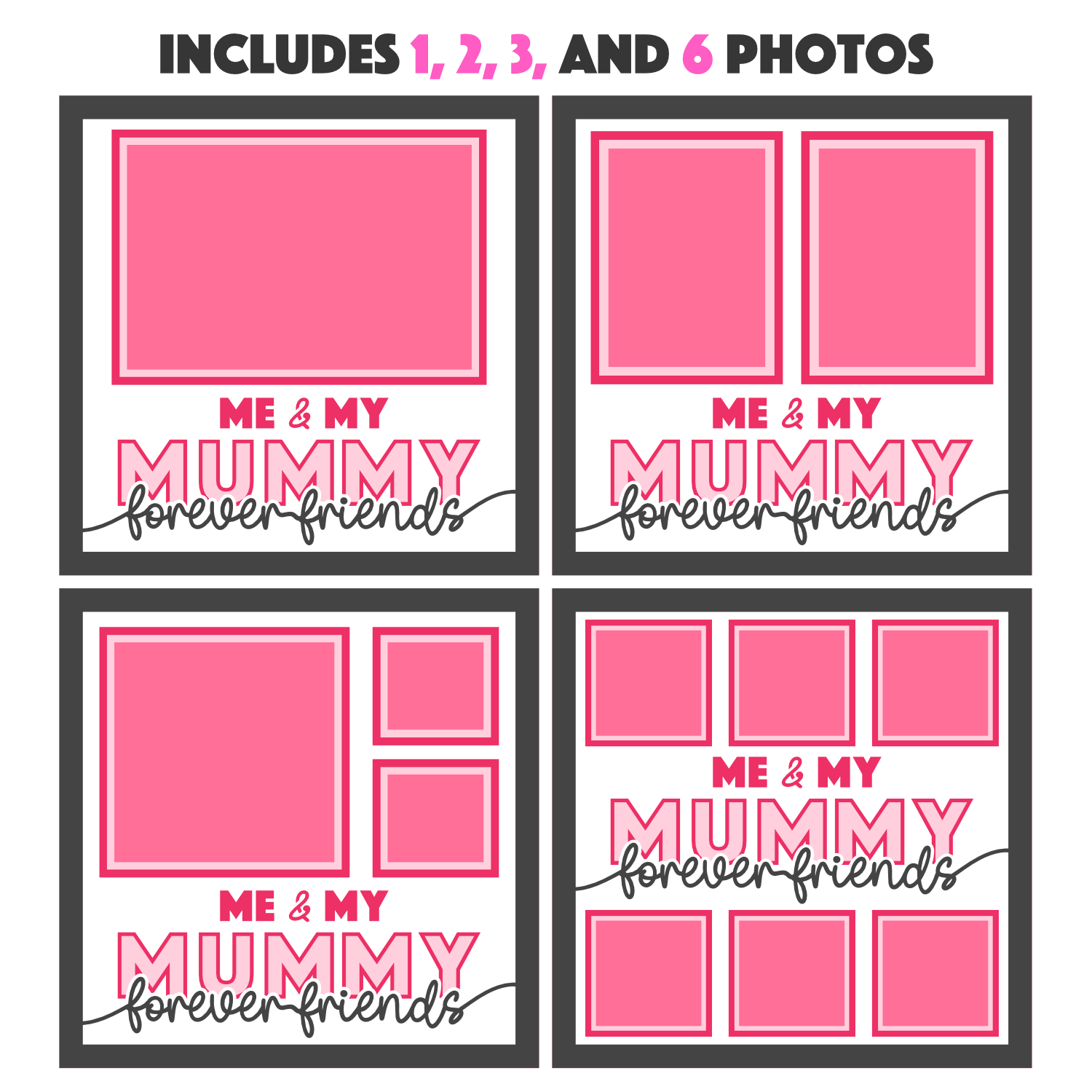 Me and My Mummy Forever Friends Picture Frame SVG Shadow Box Project File