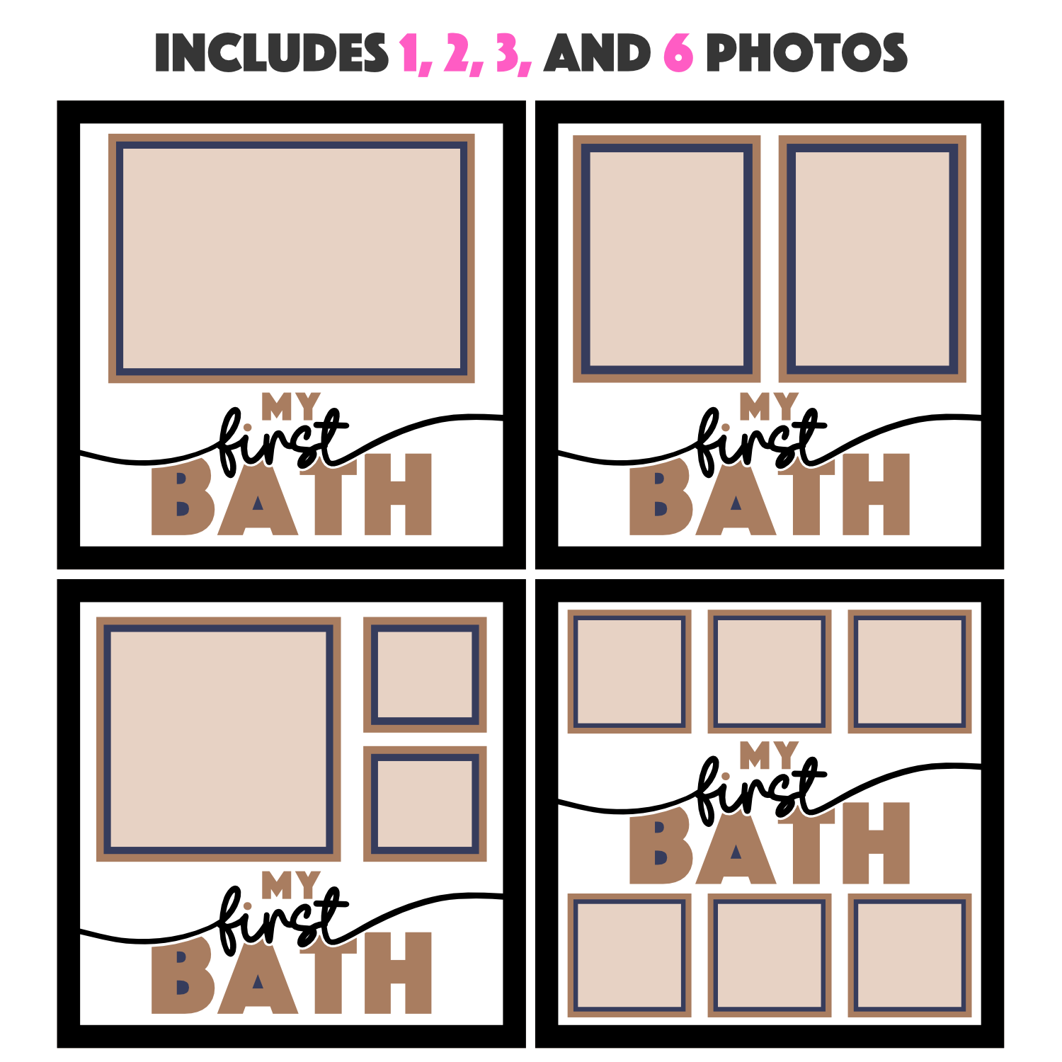My First Bath Picture Frame SVG Shadow Box Project File