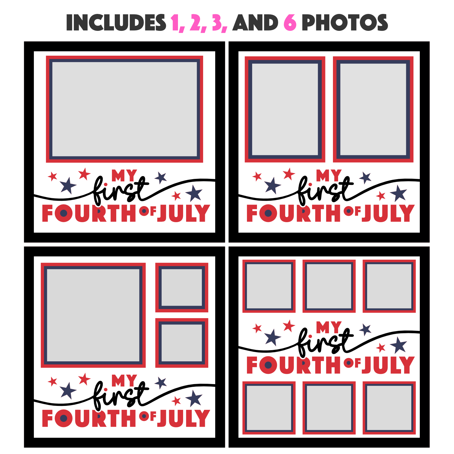 My First 4th of July Picture Frame SVG Shadow Box Project File