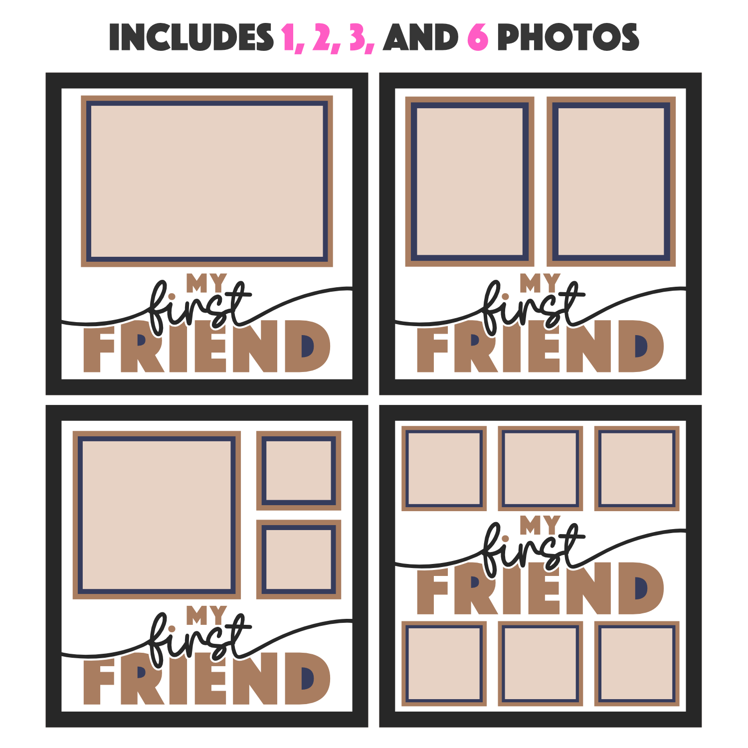 My First Friend Picture Frame SVG Shadow Box Project File