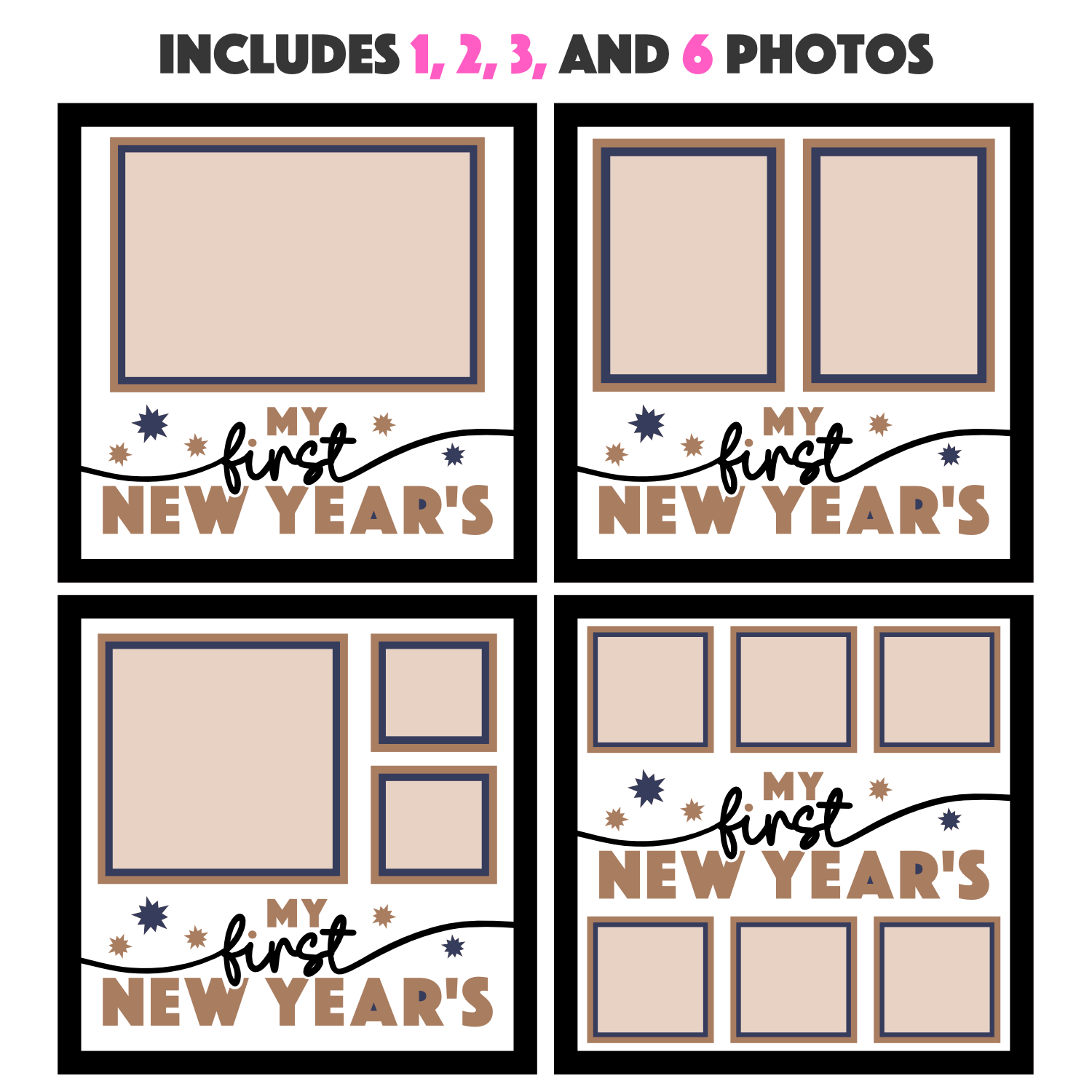 My First New Year's Picture Frame SVG Shadow Box Project File