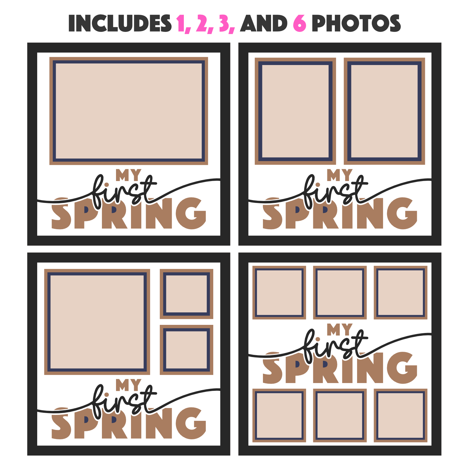 My First Spring Picture Frame SVG Shadow Box Project File