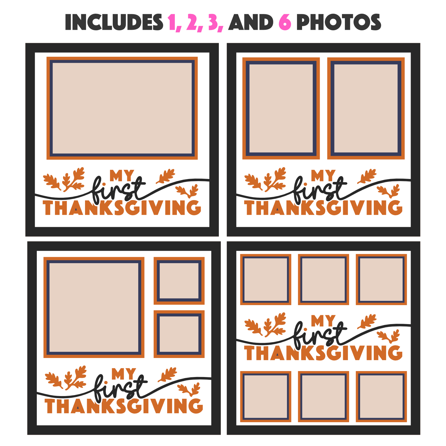 My First Thanksgiving Picture Frame SVG Shadow Box Project File