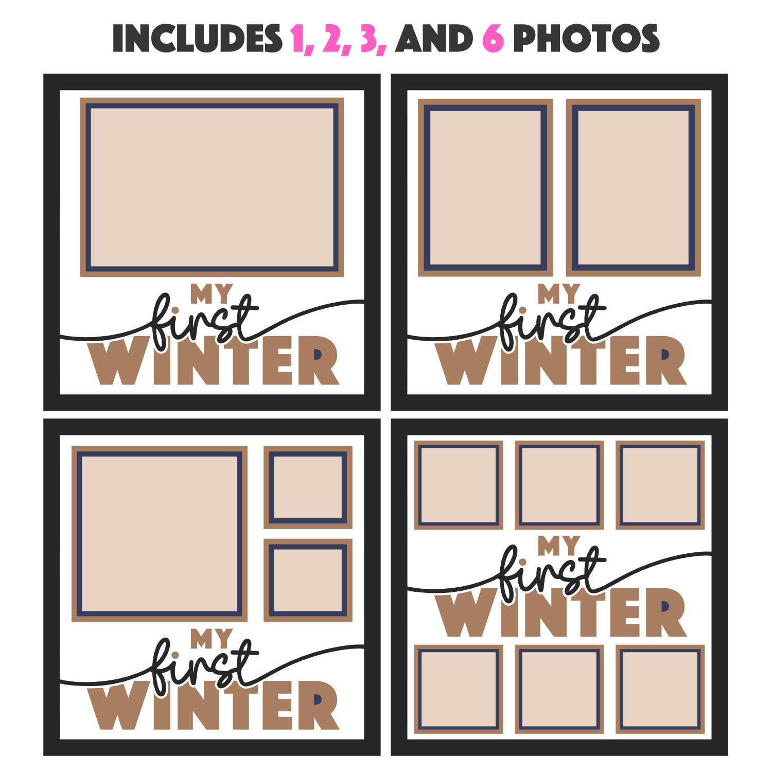 My First Winter Picture Frame SVG Shadow Box Project File