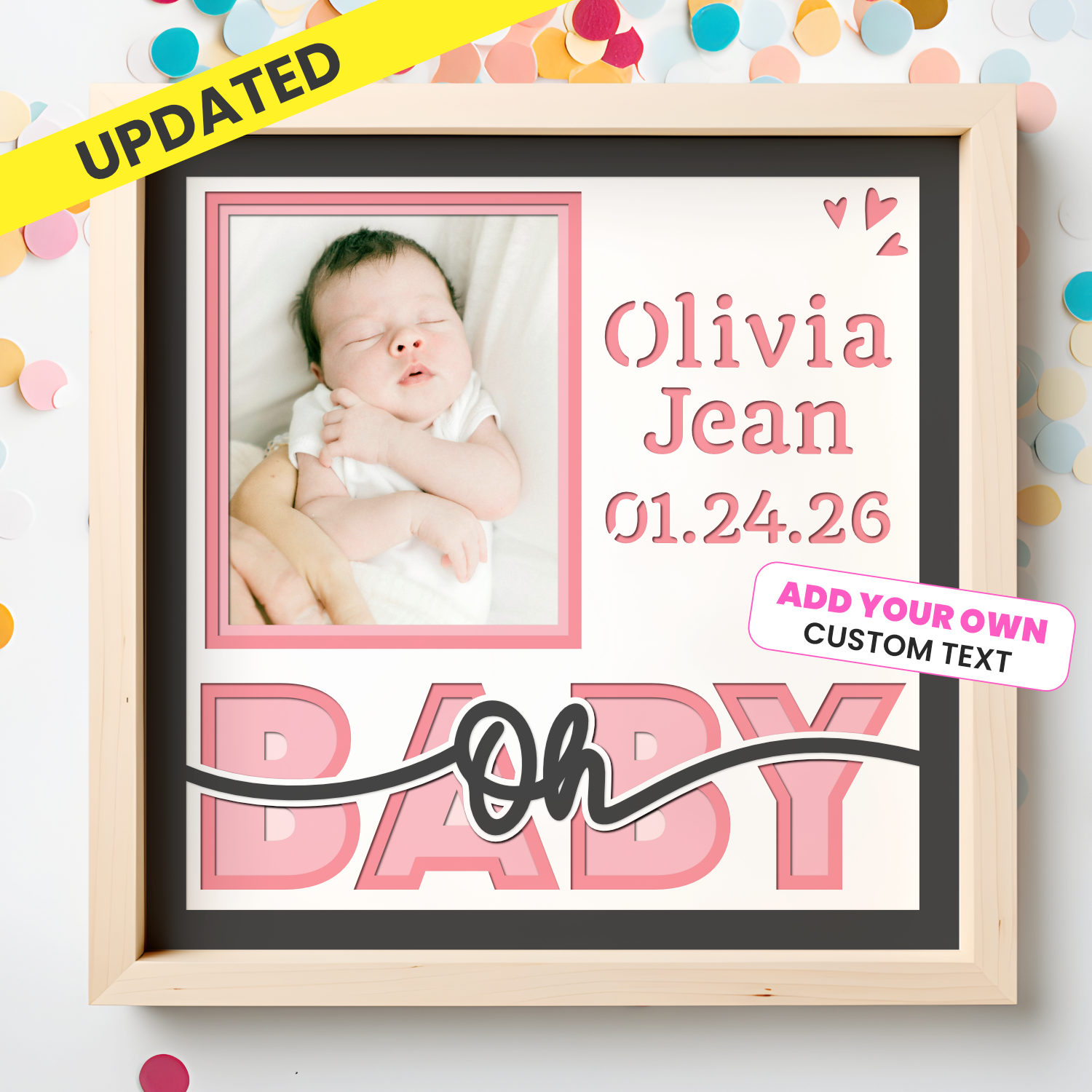 Oh Baby Birth Stats Picture Frame Shadow Box Project