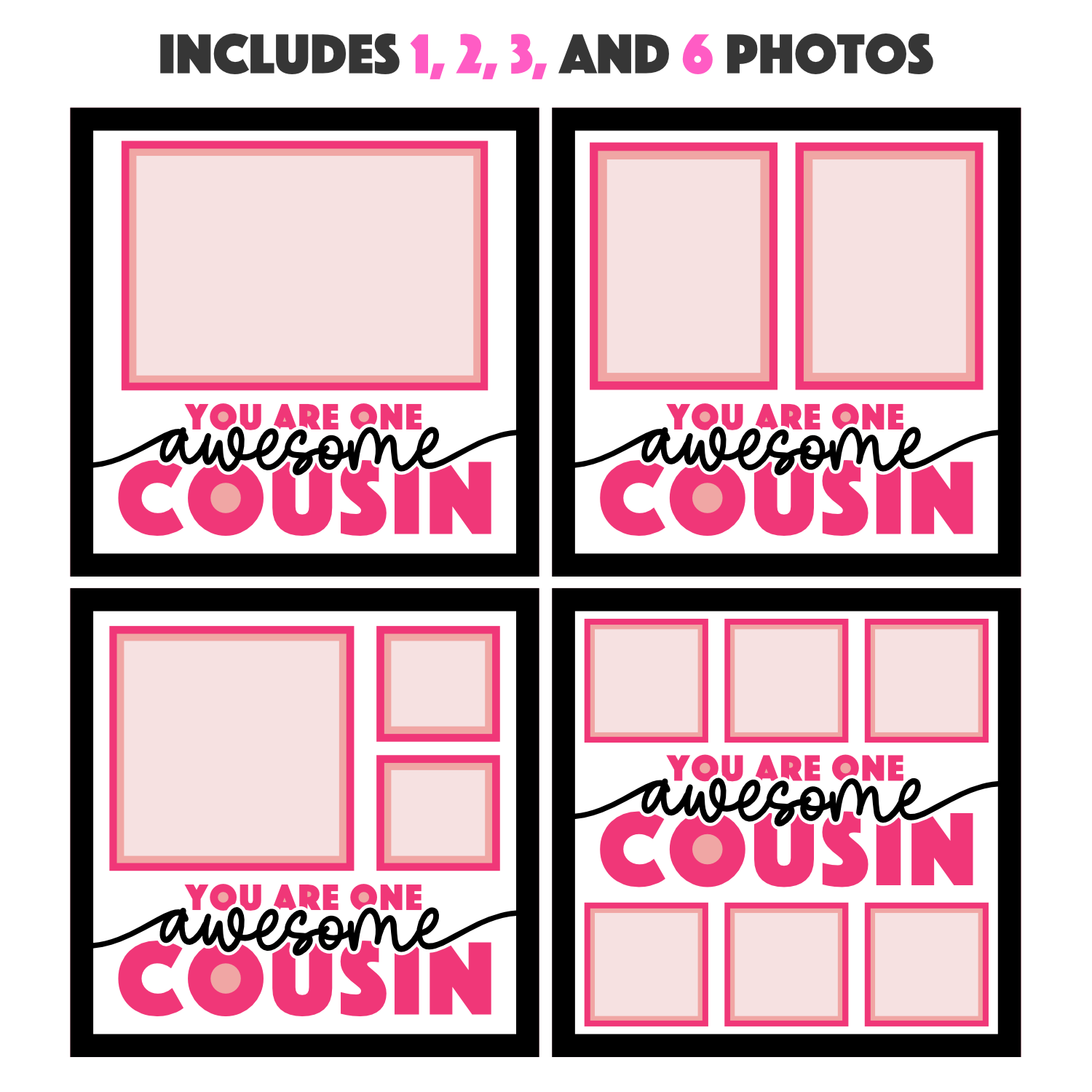 One Awesome Cousin Picture Frame SVG Shadow Box Project File
