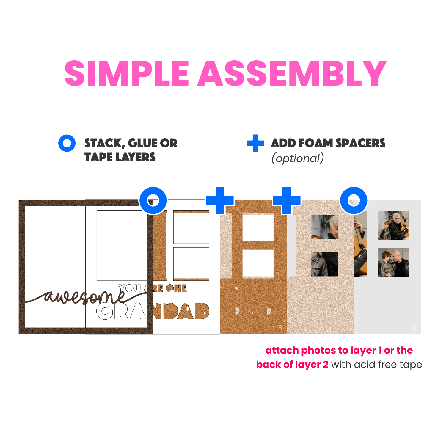 One Awesome Grandad Picture Frame SVG Shadow Box Project File