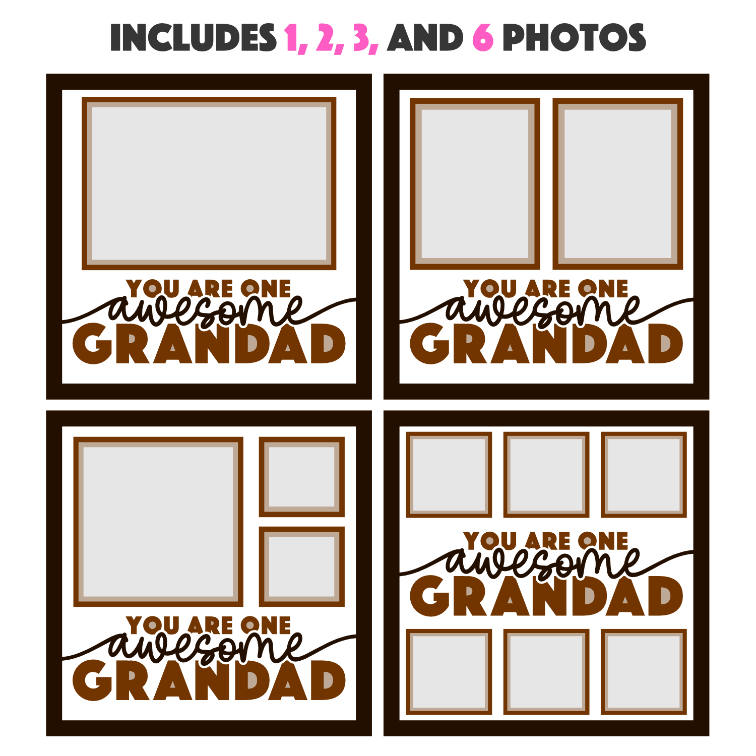 One Awesome Grandad Picture Frame SVG Shadow Box Project File