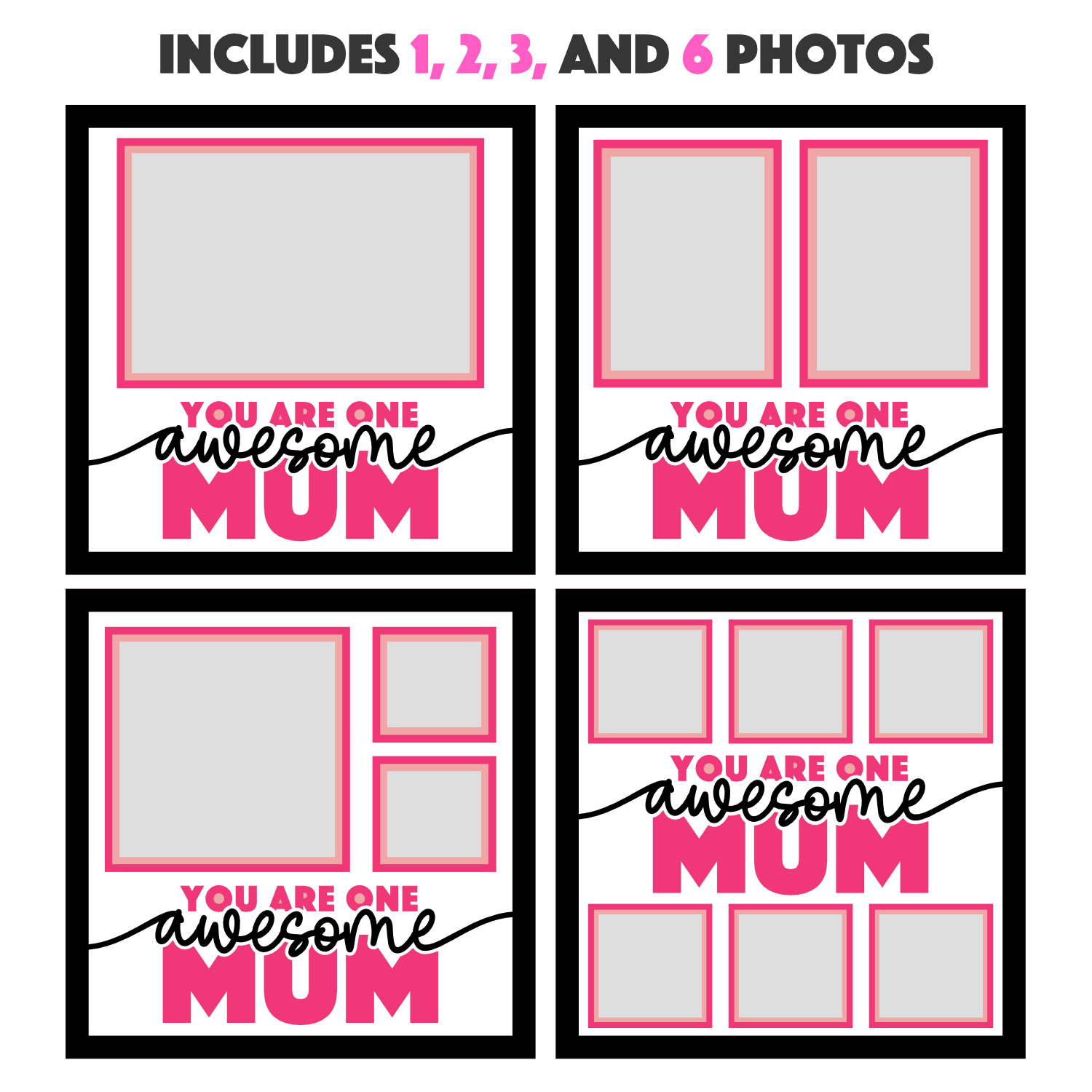 One Awesome Mum Picture Frame SVG Shadow Box Project File
