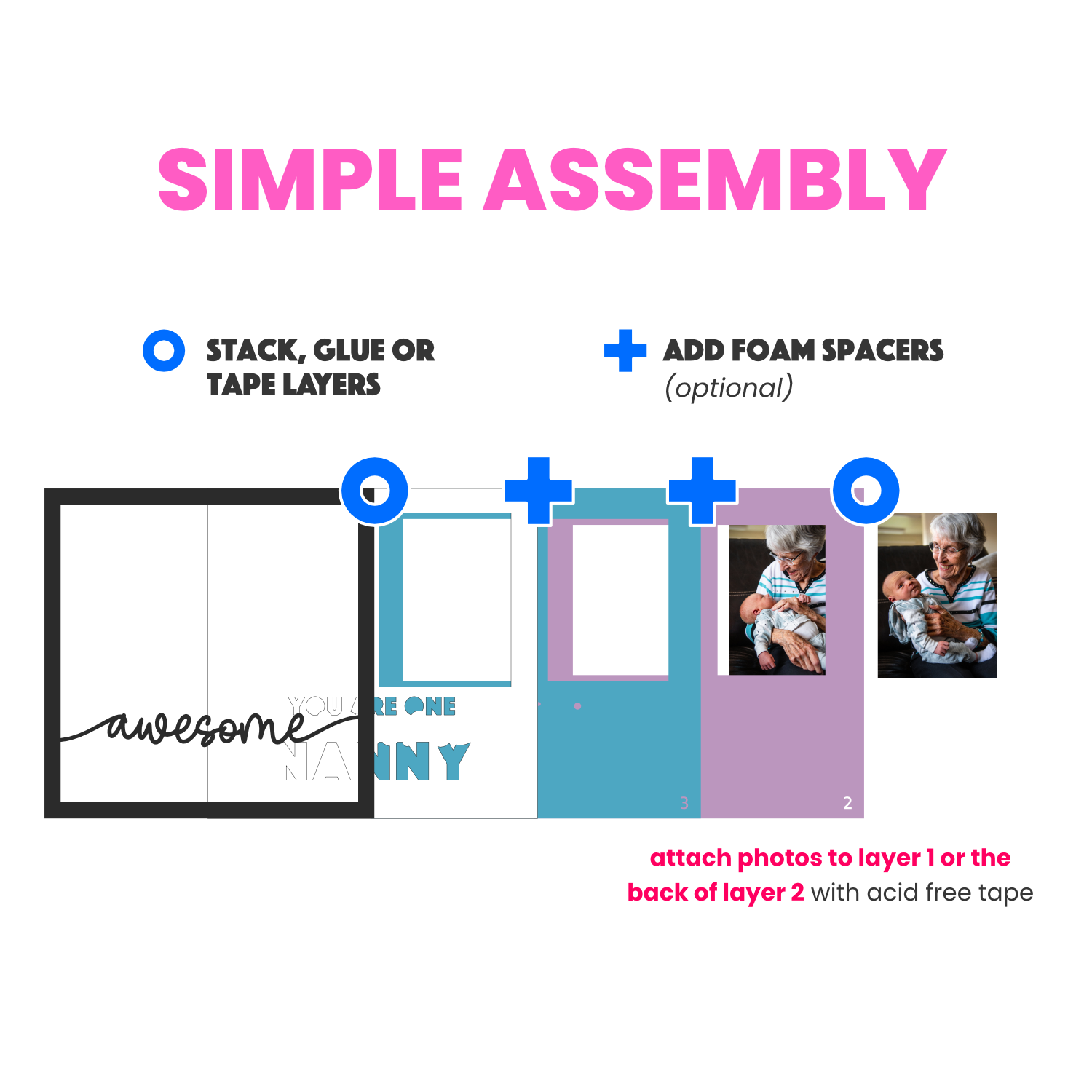 One Awesome Nanny Picture Frame SVG Shadow Box Project File