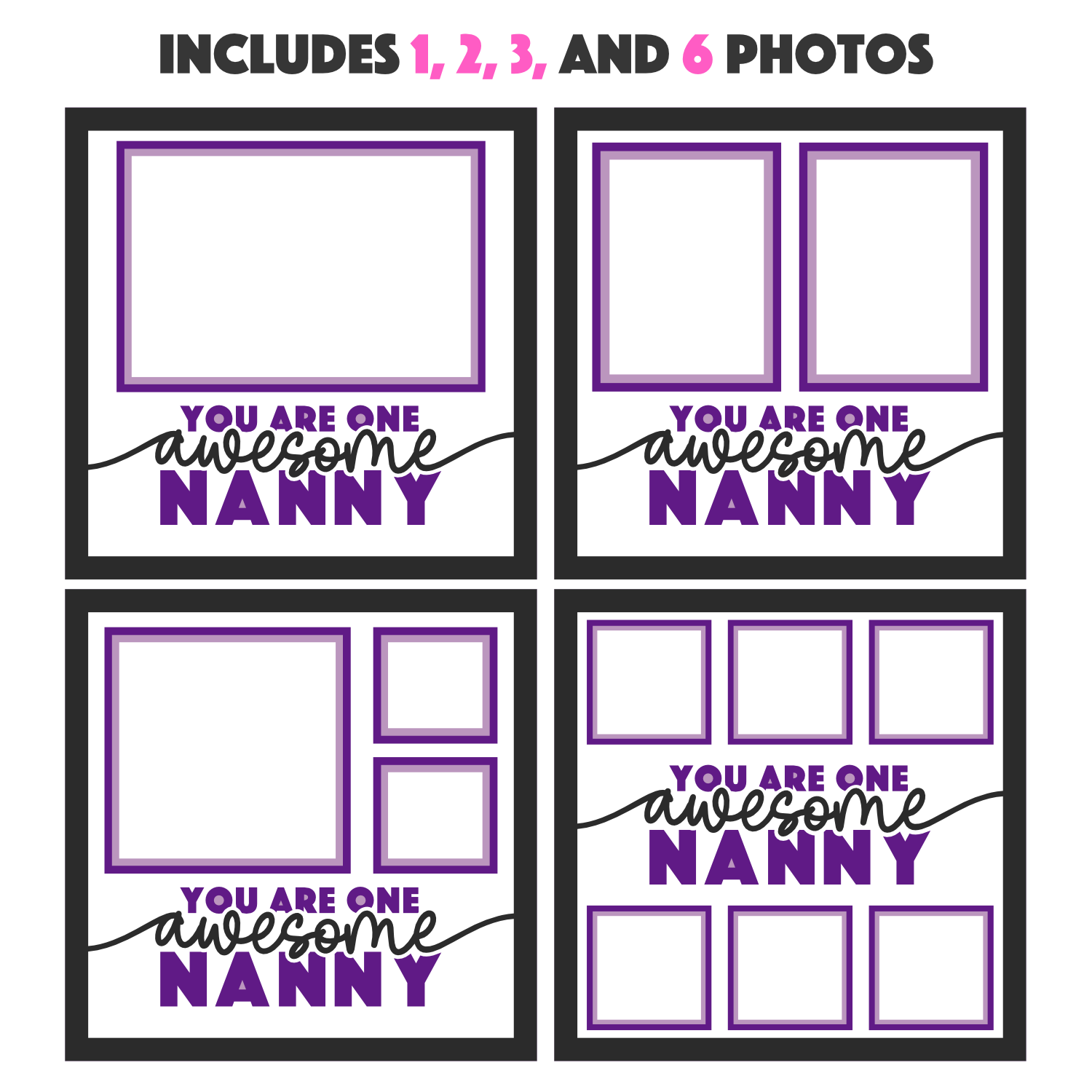 One Awesome Nanny Picture Frame SVG Shadow Box Project File