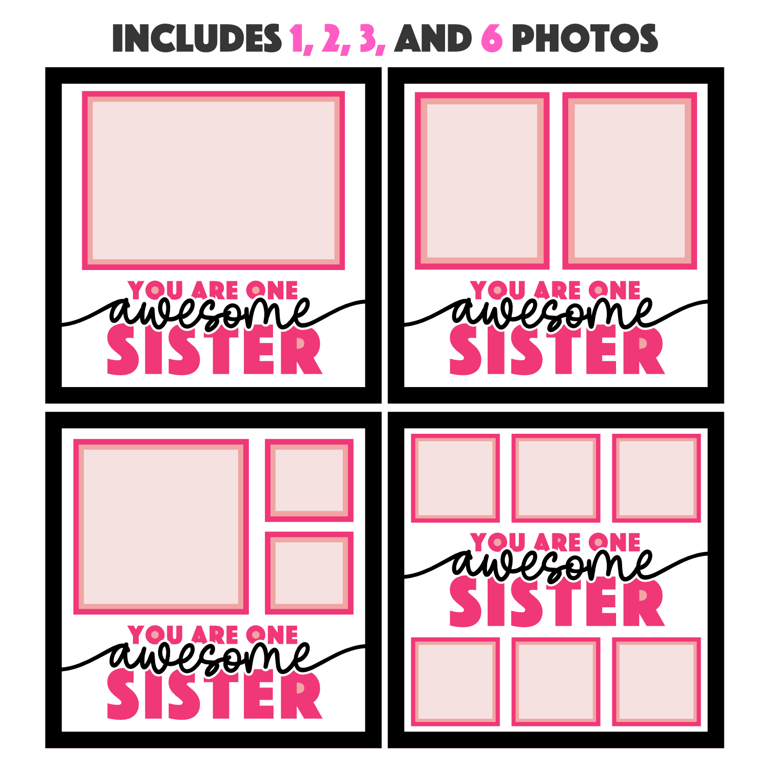 One Awesome Sister Picture Frame SVG Shadow Box Project File