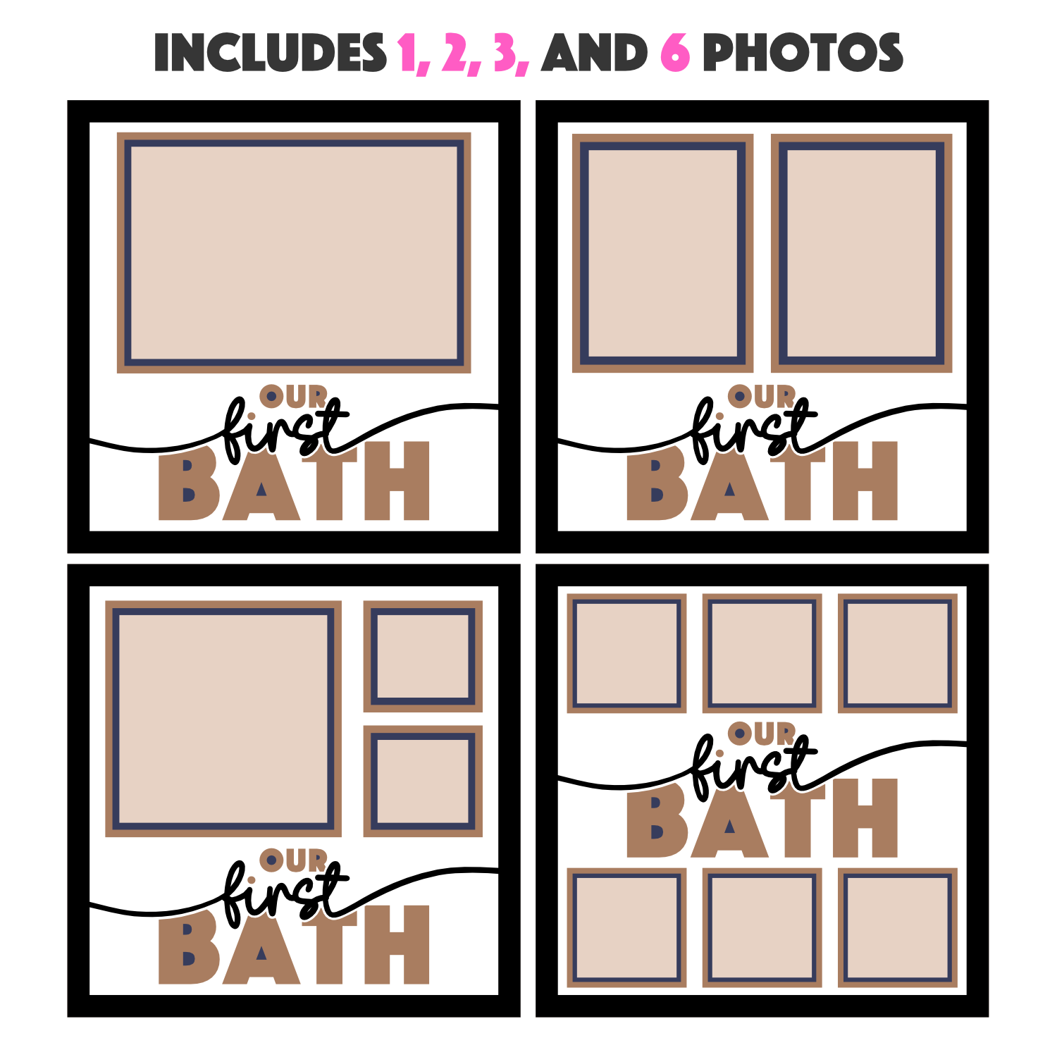 Our First Bath Picture Frame SVG Shadow Box Project File