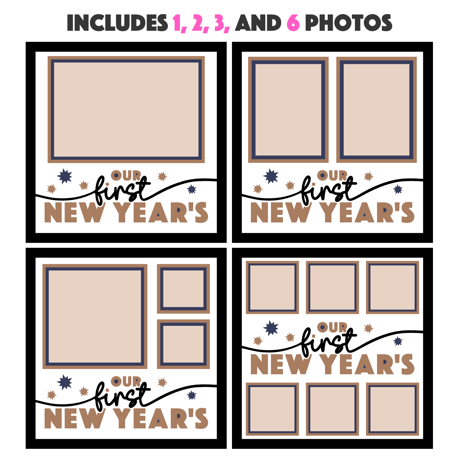 Our First New Year's Twins & Multiples Picture Frame SVG Shadow Box Project File