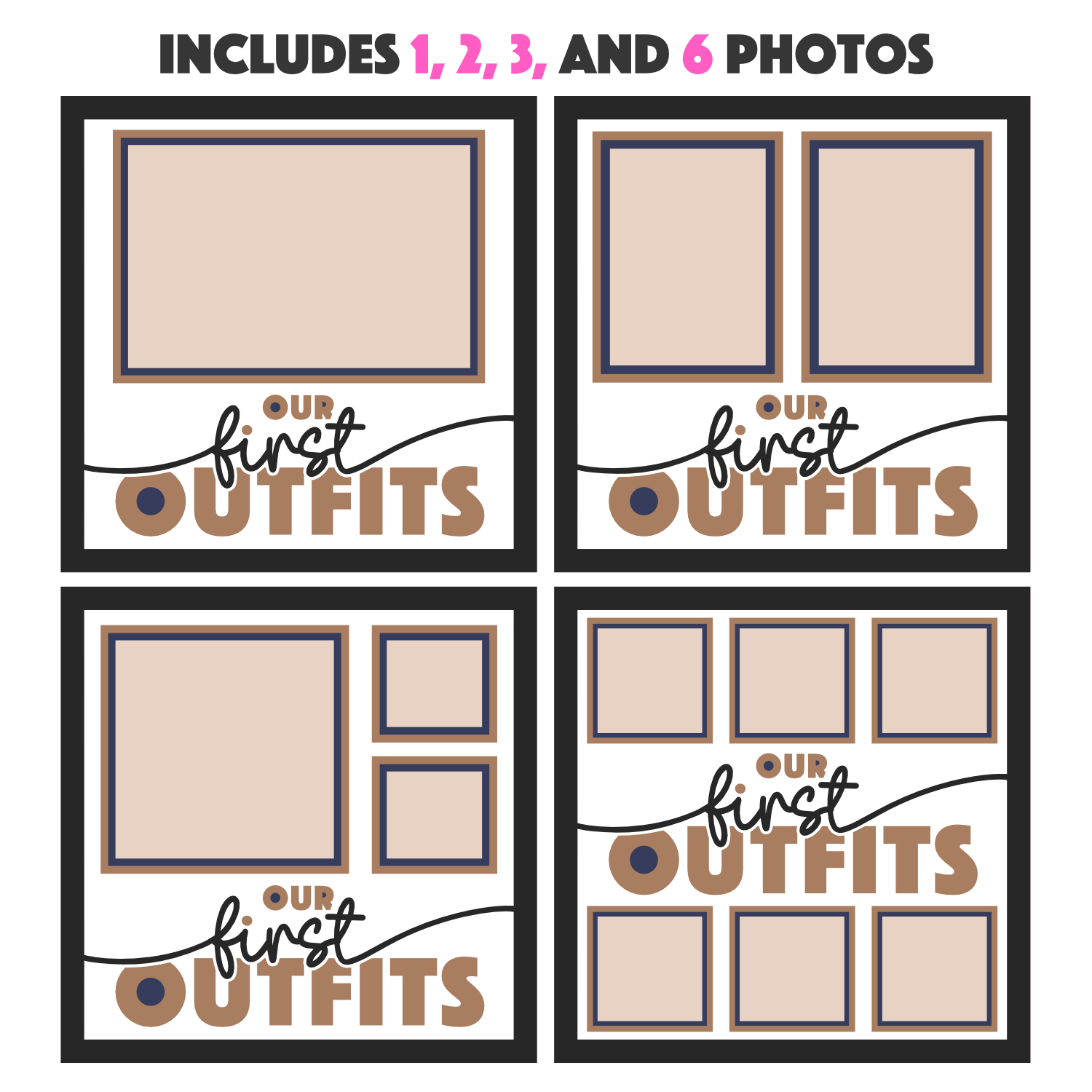 Our First Outfits Twins & Multiples Picture Frame SVG Shadow Box Project File