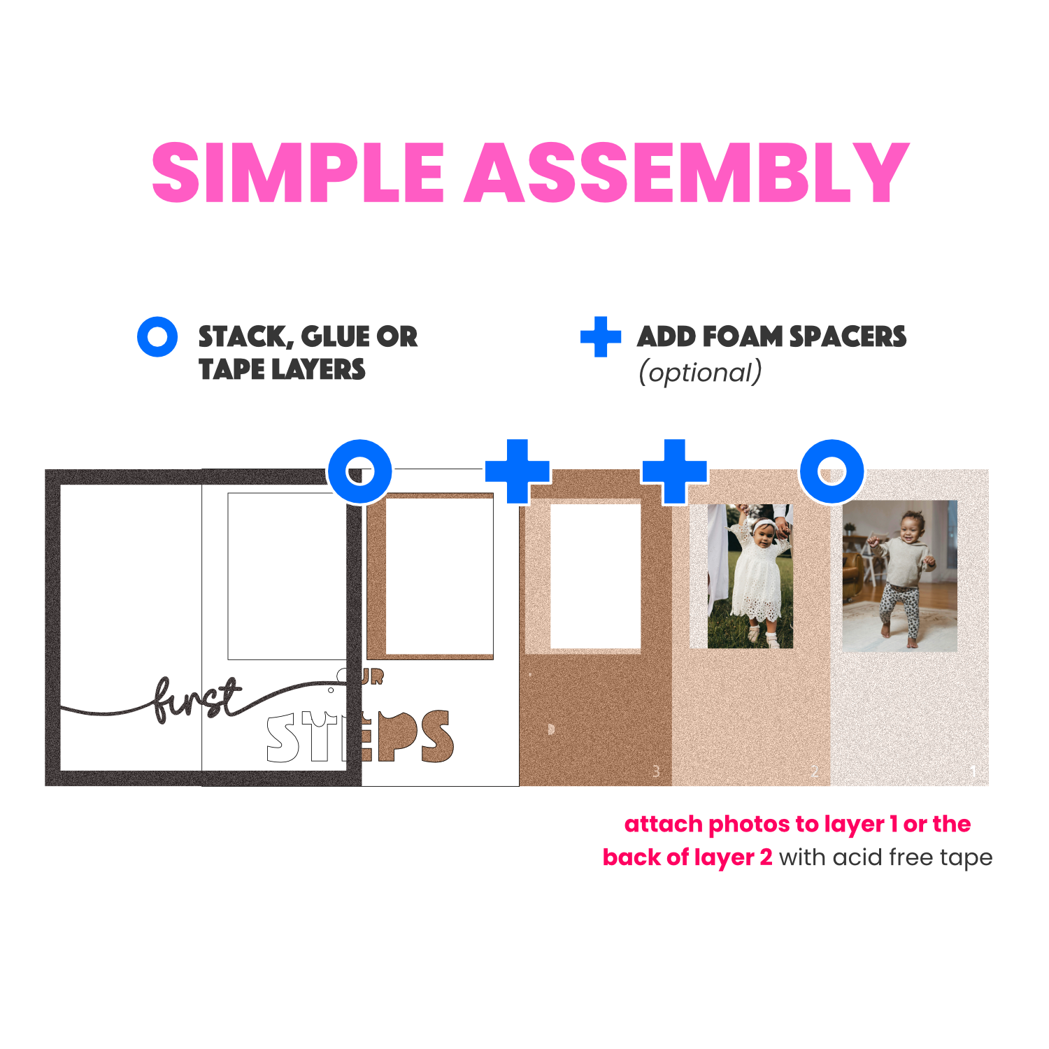 Our First Steps Picture Frame SVG Shadow Box Project File