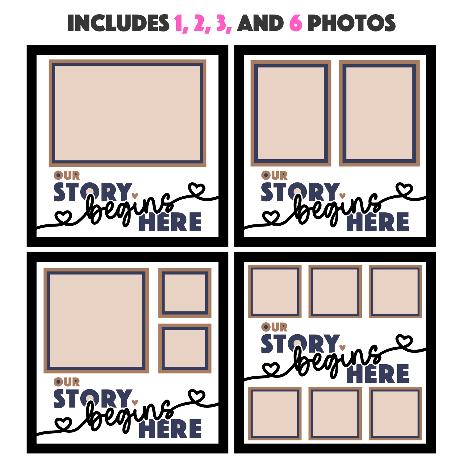 Our Story Begins Here Picture Frame SVG Shadow Box Project File