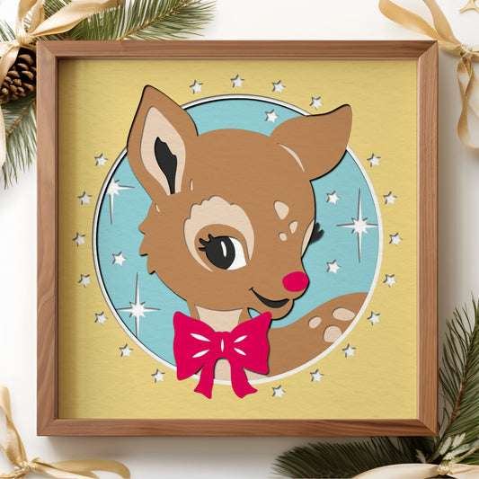 Retro Christmas Reindeer SVG Shadow Box Project