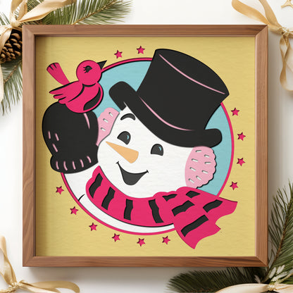 Retro Christmas Snowman SVG Shadow Box Project