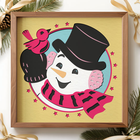 Retro Christmas Snowman SVG Shadow Box Project