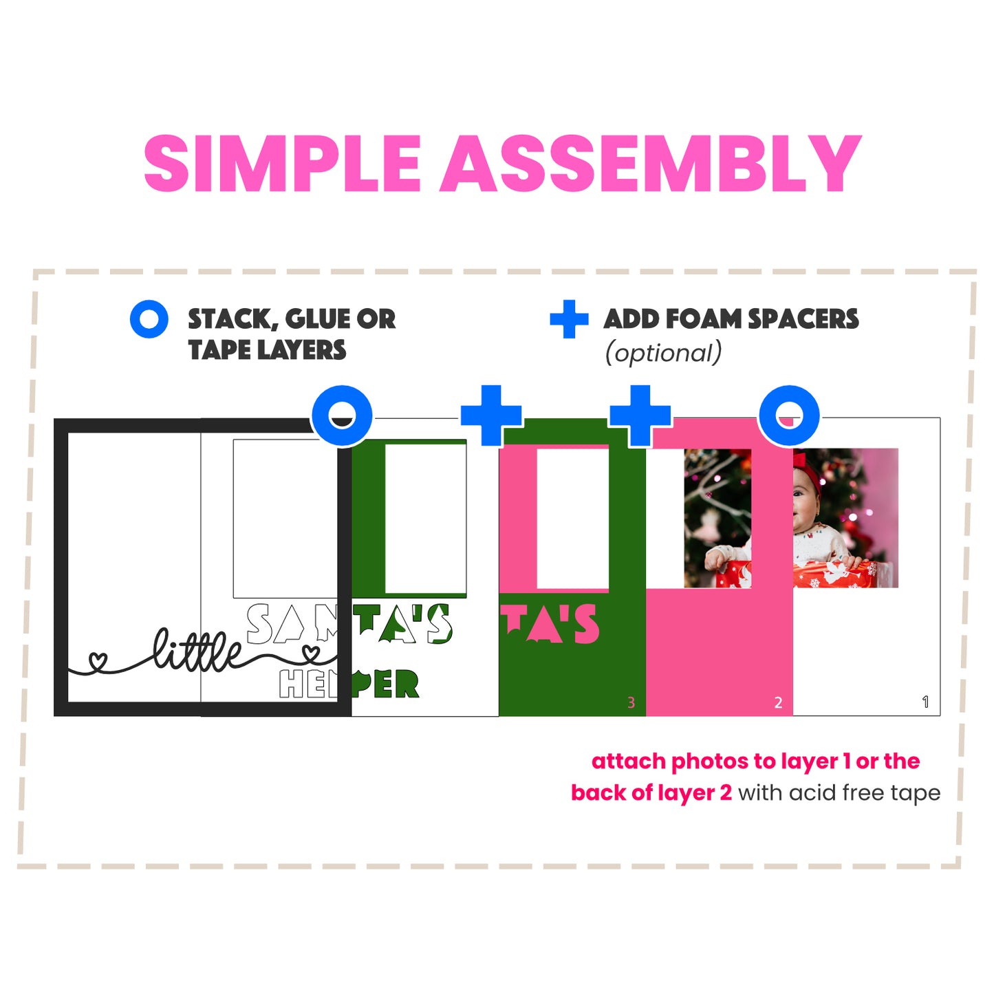 Santa's Little Helper Christmas Layered Picture Frame Shadow Box Project