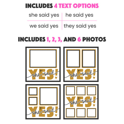 She Said Yes Picture Frame Layered Shadow Box Project (Includes He, She, We, They)