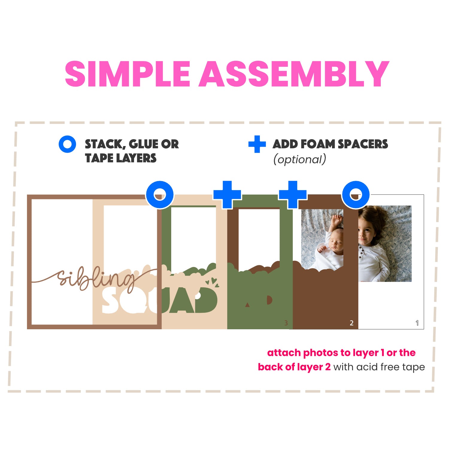 Sibling Squad Picture Frame Layered Shadow Box Project