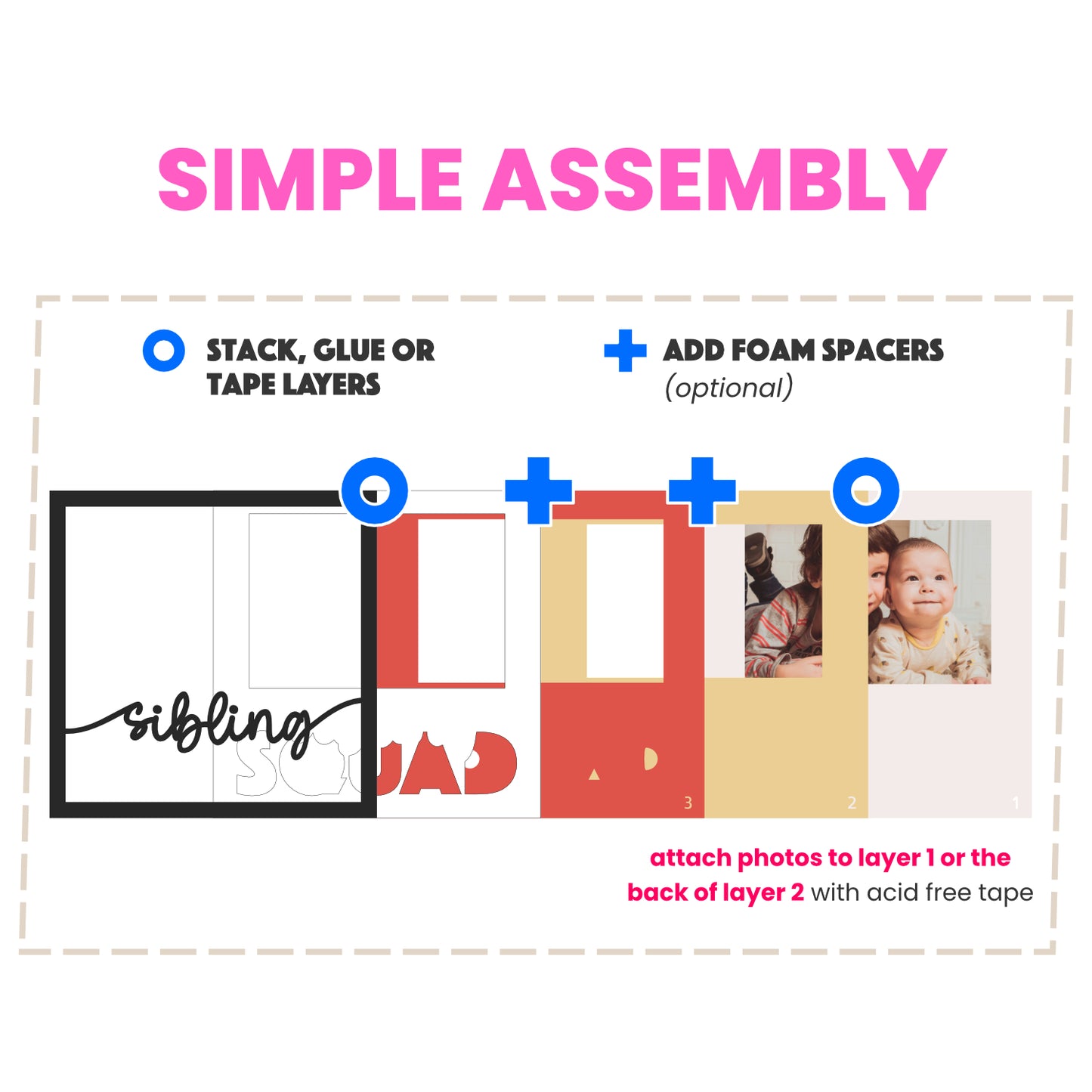 Sibling Squad Picture Frame Layered Shadow Box Project