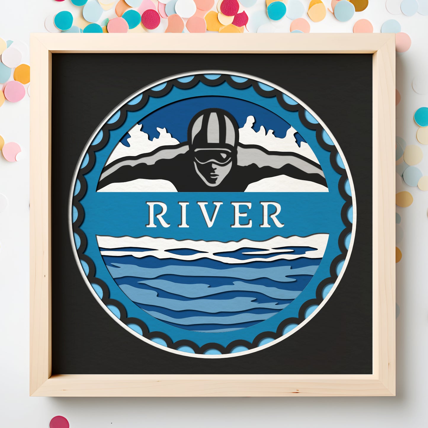 Swimming Name Sign Layered SVG Shadow Box Project