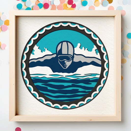 Swimming Name Sign Layered SVG Shadow Box Project