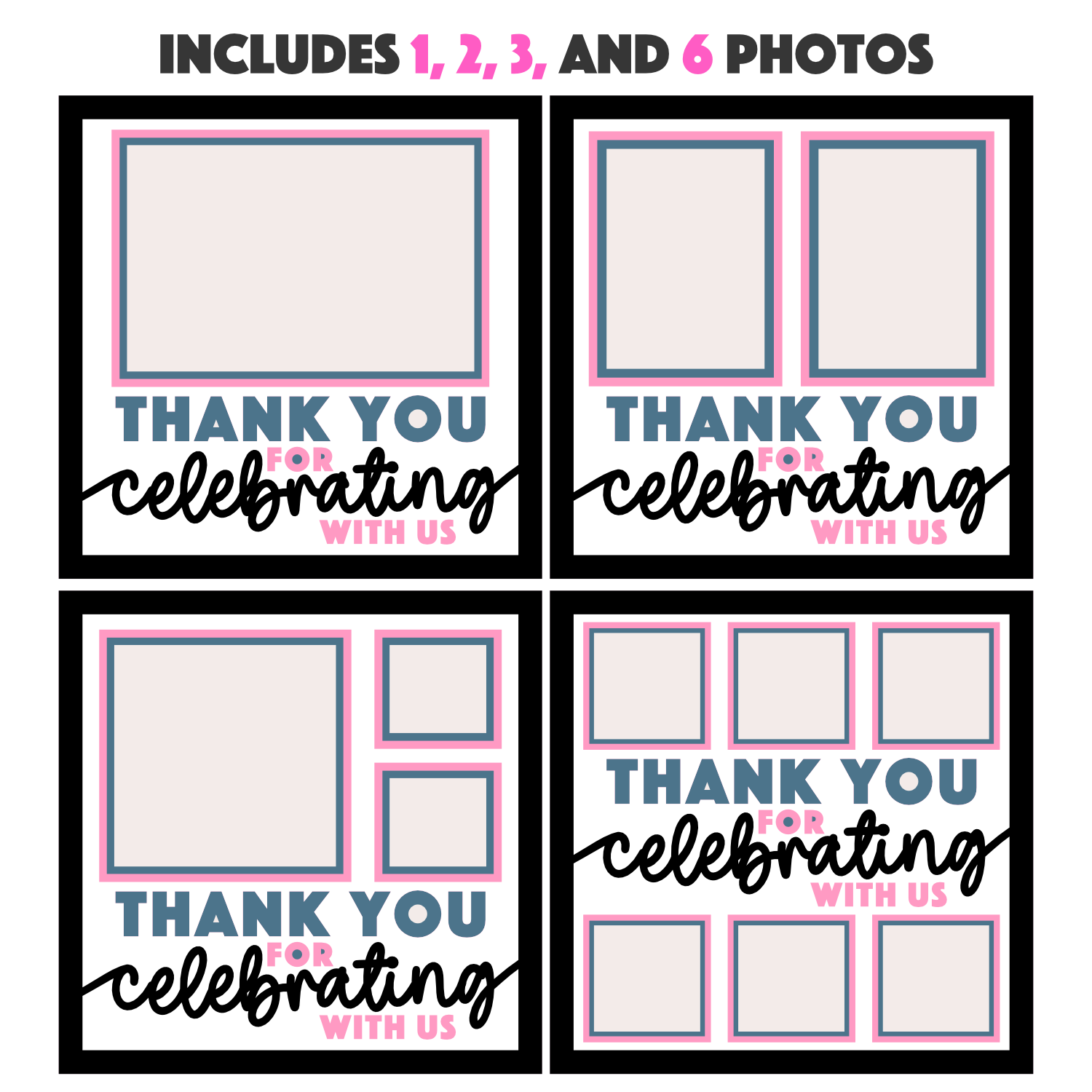 Thank You for Celebrating With Us (Wedding) Picture Frame SVG Shadow Box Project File