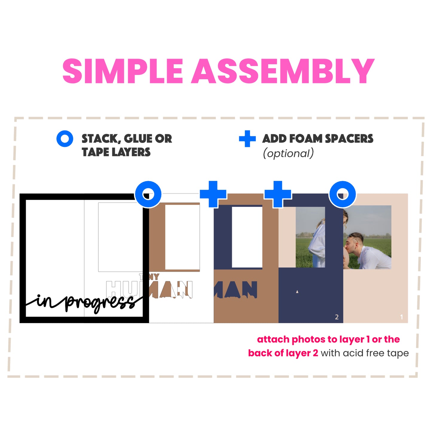 Tiny Human(s) in Progress Pregnancy Layered SVG Shadow Box Project