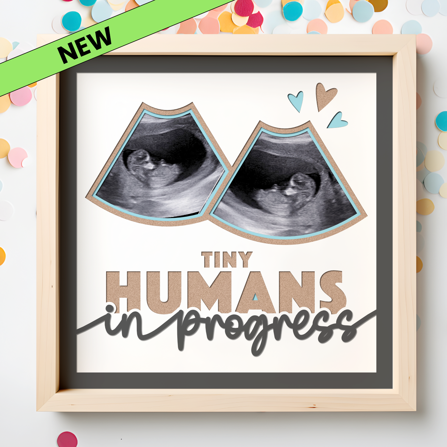 Tiny Humans In Progress Twins Pregnancy Double Ultrasound SVG Shadow Box Project File