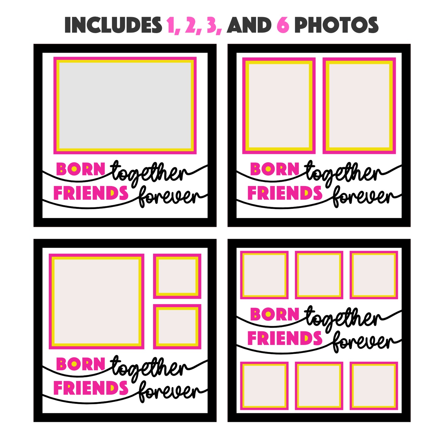 Born Together Friends Forever Layered Shadow Box Picture Frame Project for Twins and Multiples