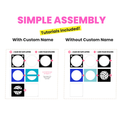 Volleyball Name Sign Layered SVG Shadow Box Project