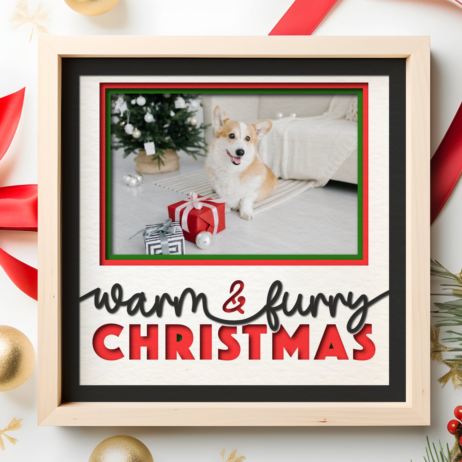 Warm and Furry Christmas Layered Pet Picture Frame Shadow Box Project