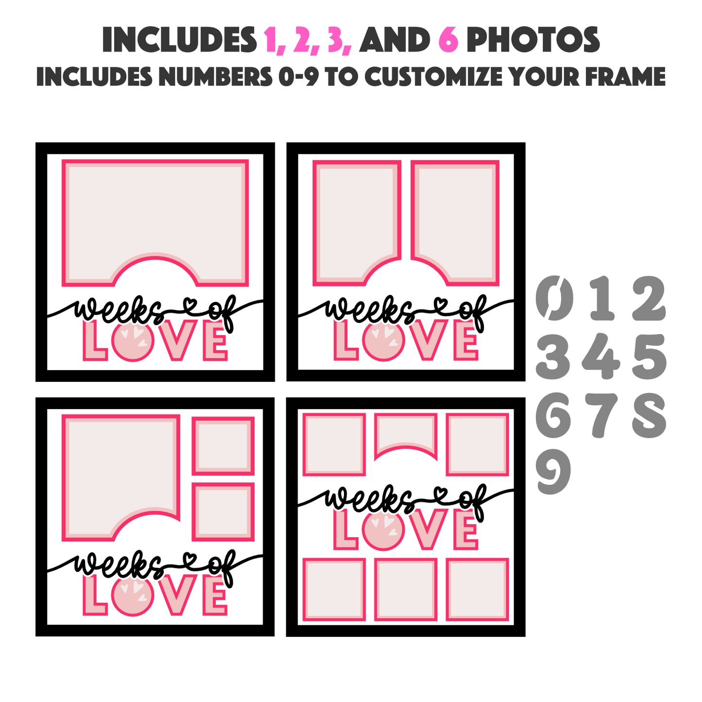 X Weeks of Love Pregnancy Layered SVG Shadow Box Project