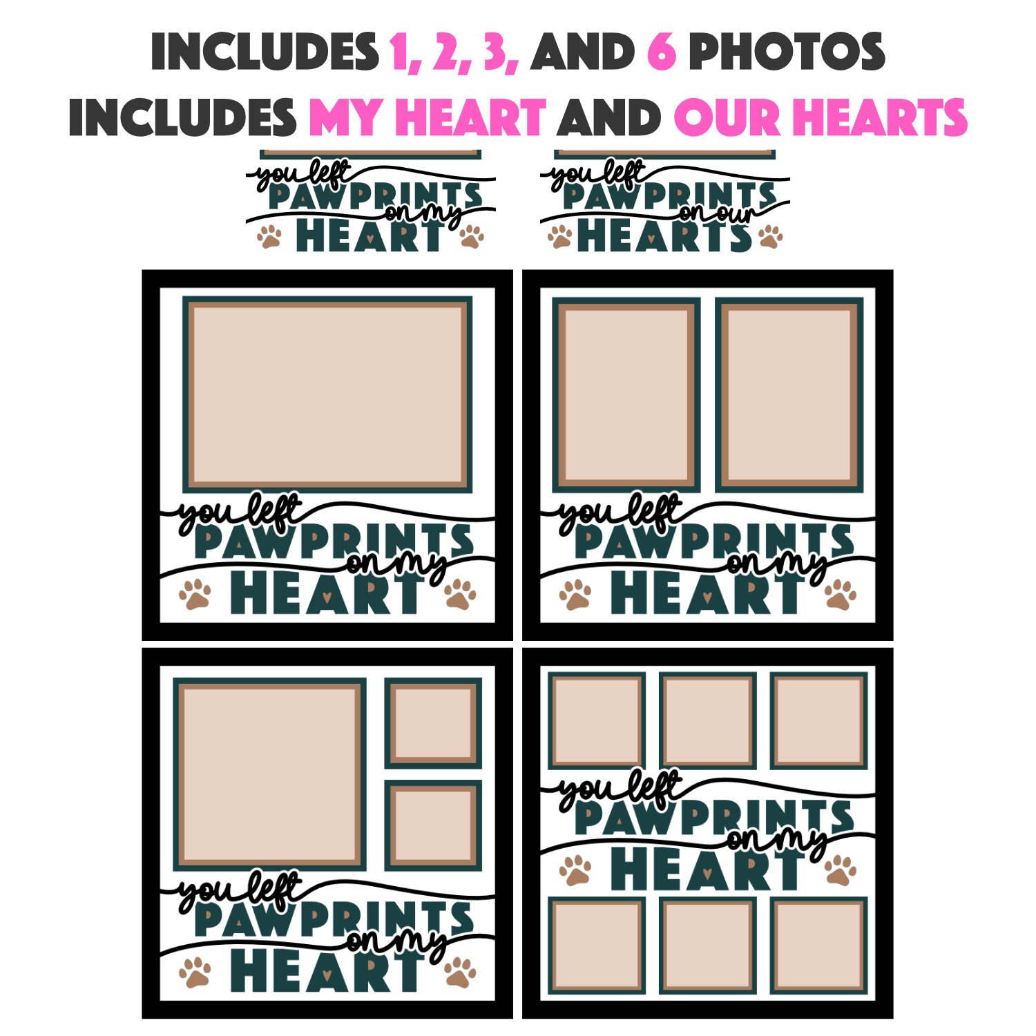 You Left Pawprints on My Heart Picture Frame SVG Shadow Box Project File