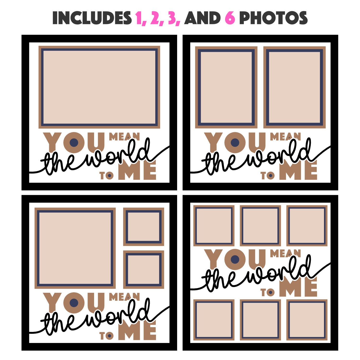 You Mean the World to Me Picture Frame SVG Shadow Box Project File